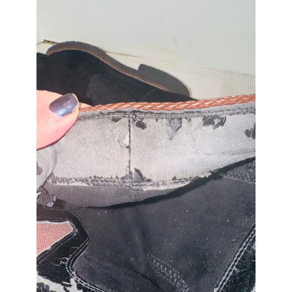 Franco Sarto Black Leather Suede Tall Riding Boots 10 Quiet Luxury Boho Cottage - Picture 15 of 15